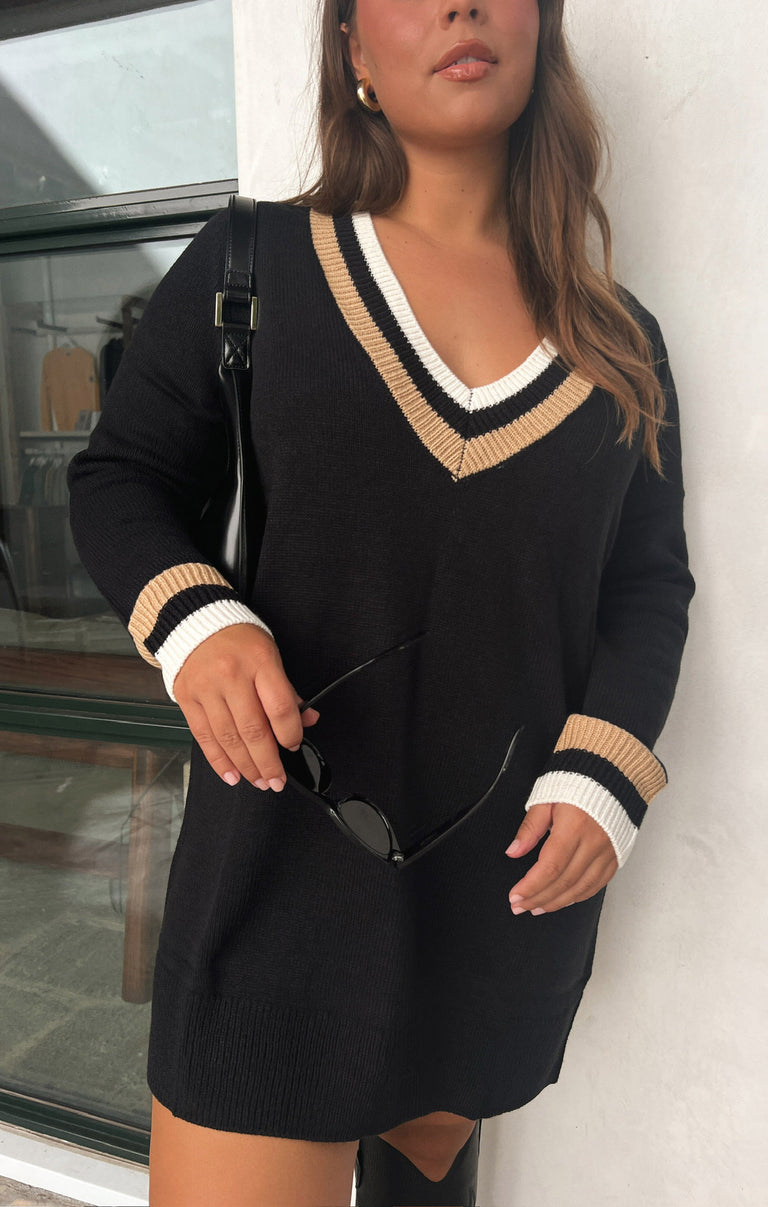 Hartford Sweater Dress ~ Black Varsity Stripe Knit – Show Me Your Mumu Hartford Sweater Dress ~ Black Varsity Stripe Knit – Show Me Your Mumu