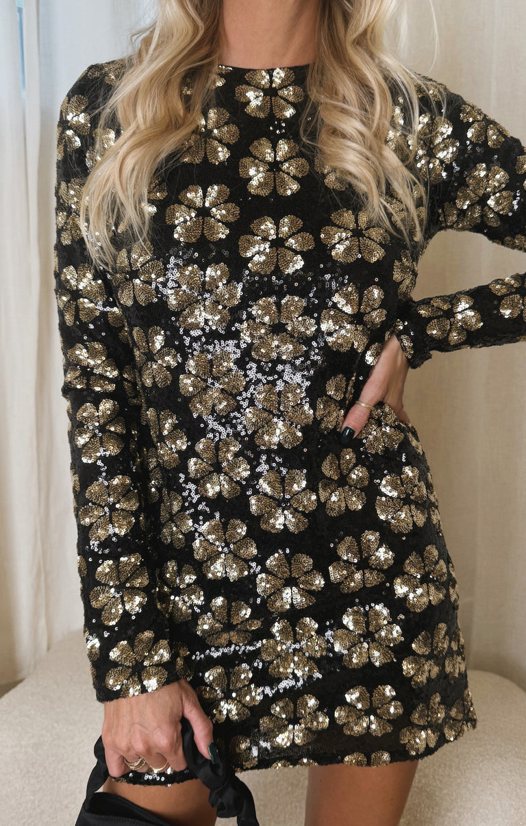 Maddison Mini Dress ~ Flower Pop Gold Sequins Show Me Your Mumu Maddison Mini Dress ~ Flower Pop Gold Sequins Show Me Your Mumu
