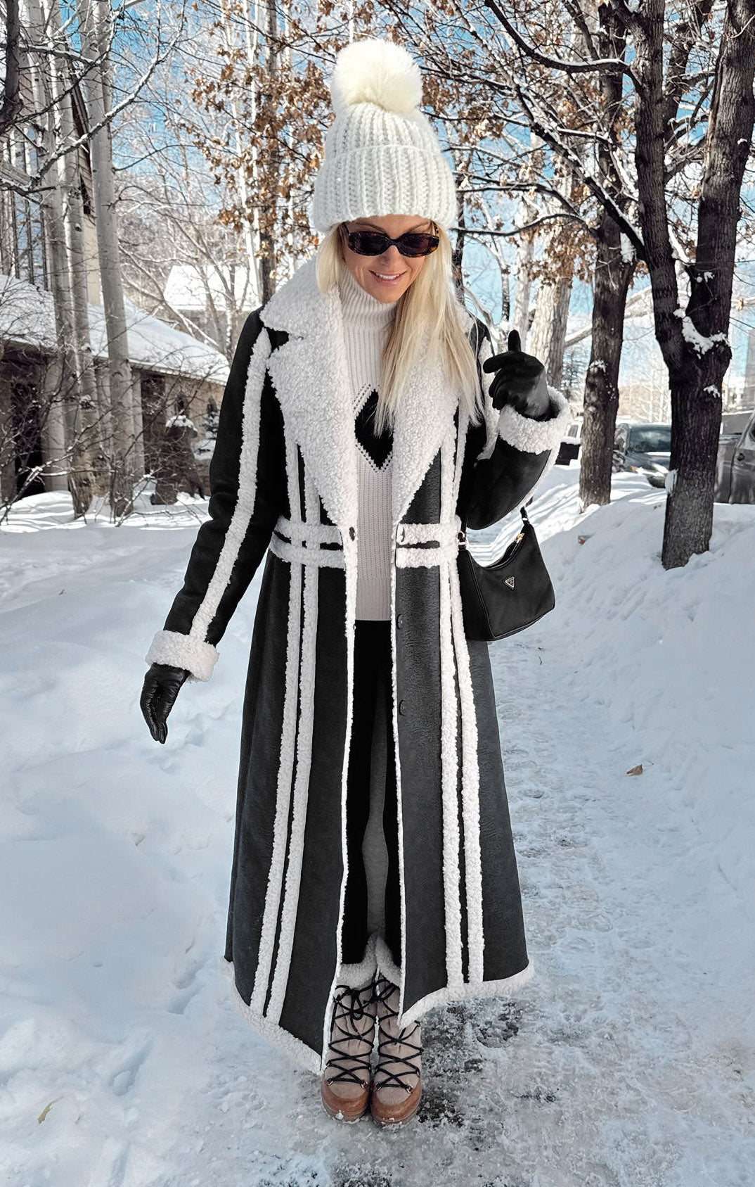 Swiss Alps Coat ~ Black Faux Leather with Sherpa – Show Me Your Mumu