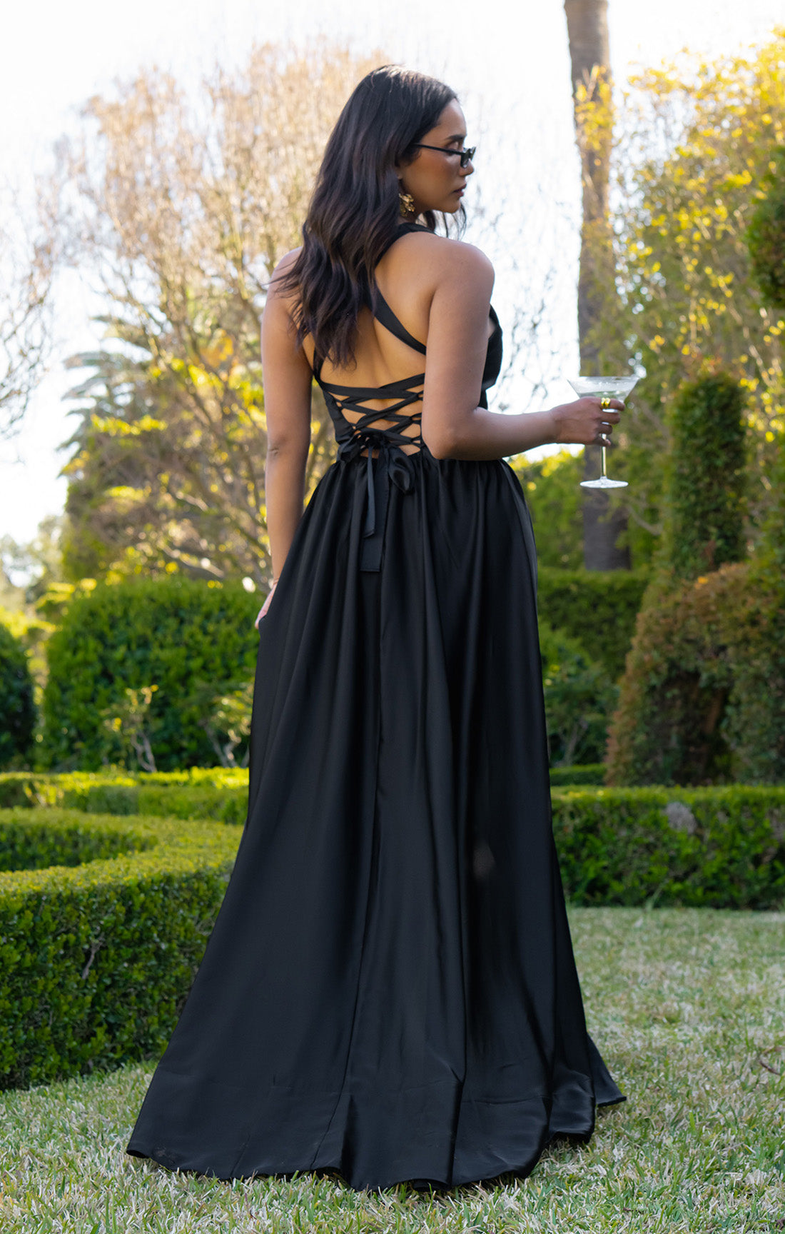 Abigail Maxi Dress Black Luxe Satin XXS - Main Image