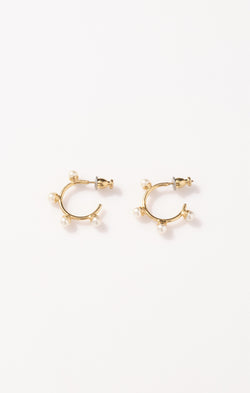 Faithy Jewels Mini Faith Pearl Hoop Earrings ~ 24K Gold Plated