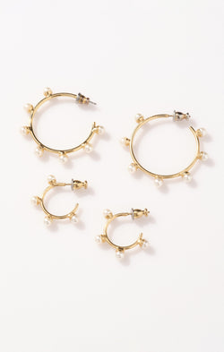 Faithy Jewels Faith Pearl Hoop Earrings~ 24K Gold Plated