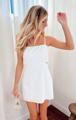 Tory Cutout Mini Dress ~ White Stretch