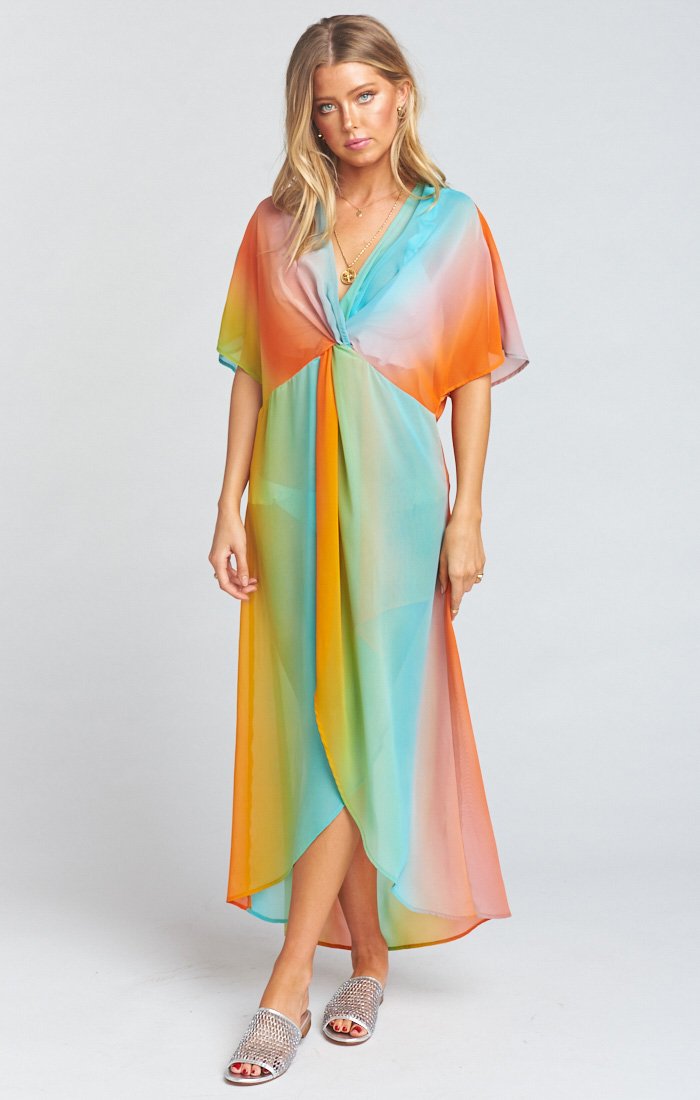 SHOW ME YOUR MUMU hot GET TWISTED MAXI DRESS SERAPE PARTY RAINBOW Medium