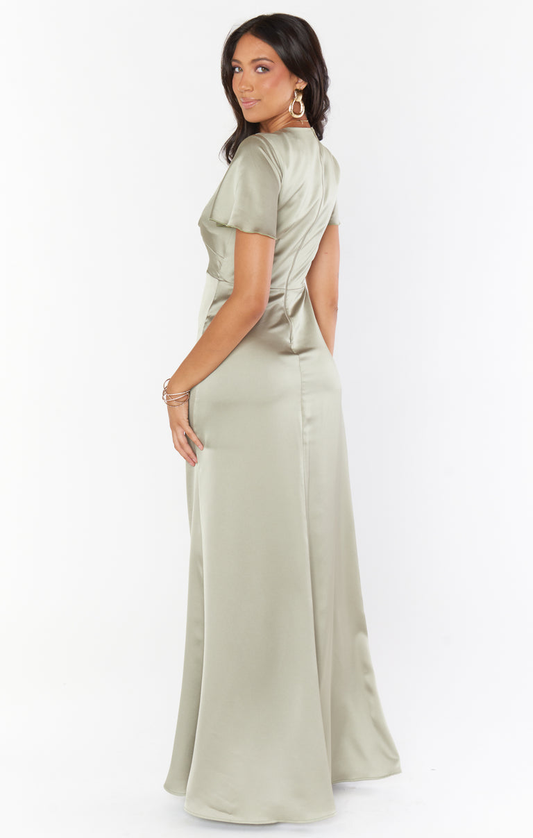 Rome Twist Gown ~ Moss Green Luxe Satin Show Me Your Mumu Rome Twist Gown ~ Moss Green Luxe Satin Show Me Your Mumu
