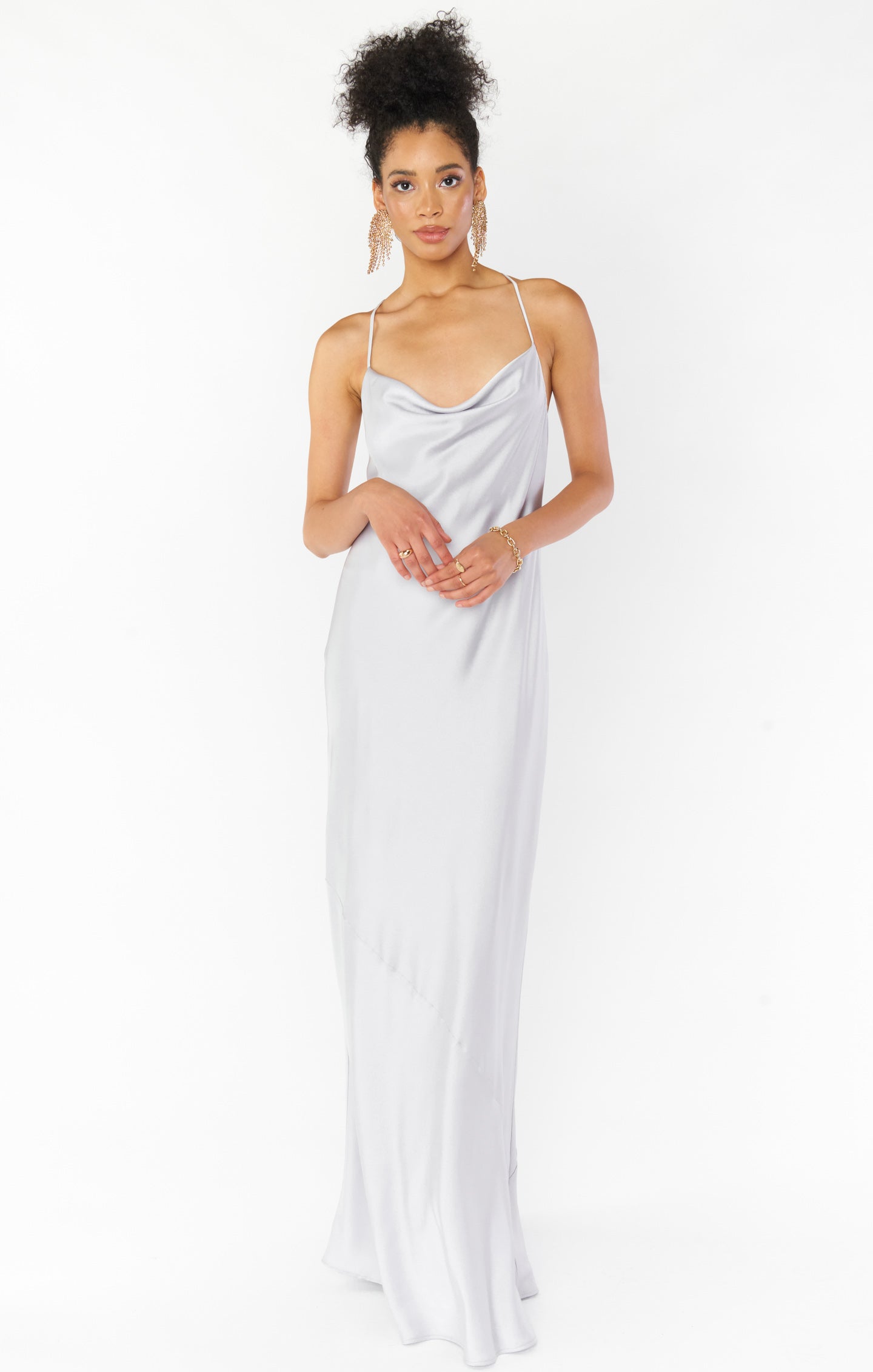 Tuscany Maxi Slip Dress ~ Silver Luxe Satin