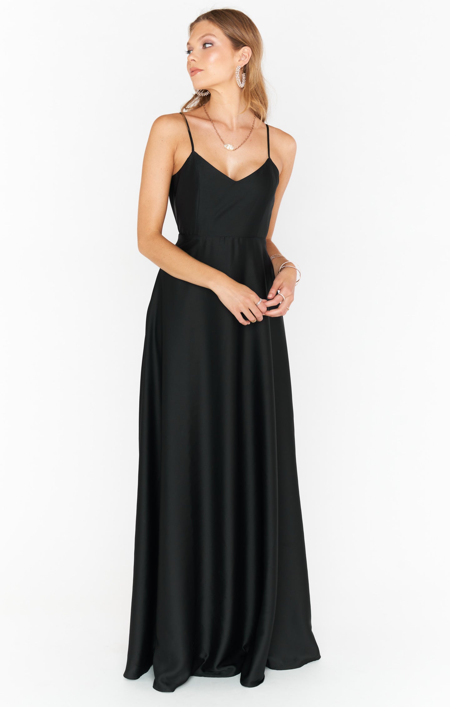 Faith Maxi Dress Black Luxe Satin – Show Me Your Mumu