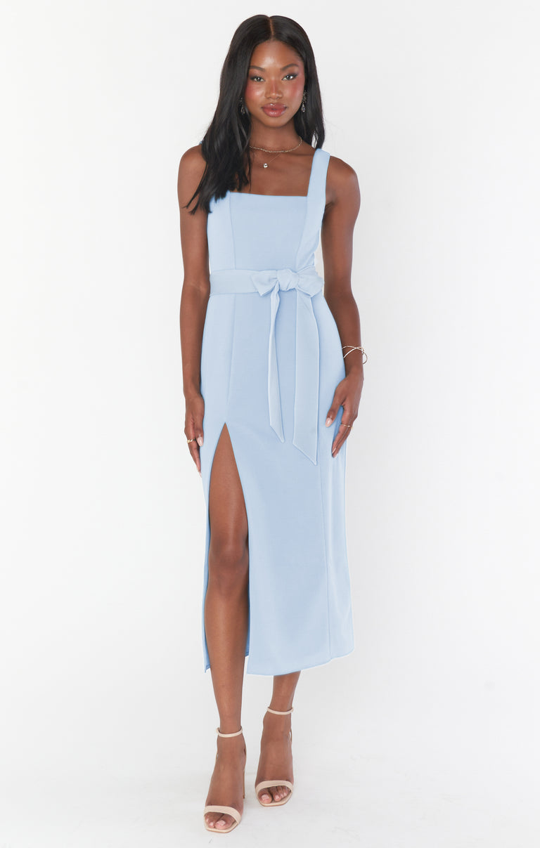 steel blue dress midi Eden Midi Dress ~ Steel Blue Stretch – Show Me Your Mumu