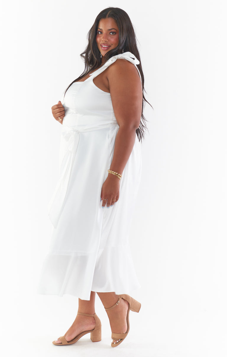 Show Me Your Mumu Garden Midi Dress Luxe Satin Women's Clothing Ivory : XL