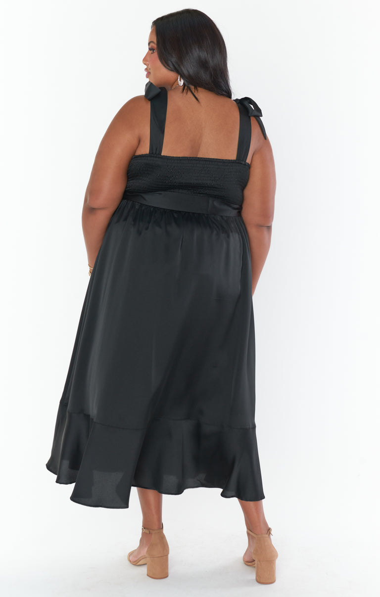 black midi dress plus size Black Tiered Sleeveless Plus Midi Dress – PinkBlush