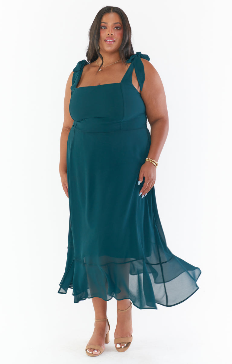 white christmas dresses Show Me Your Mumu Dresses | Show Me Your Mumu Claire Elegant Emerald Chiffon Midi Dress | Color: Green | Size: L