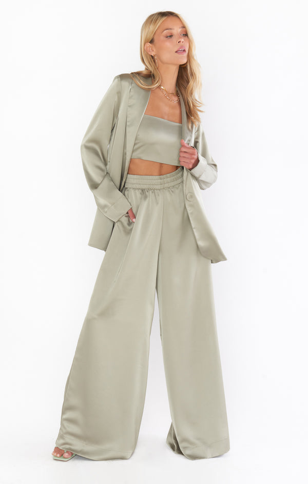 Tucker Top ~ Moss Green Luxe Satin – Show Me Your Mumu