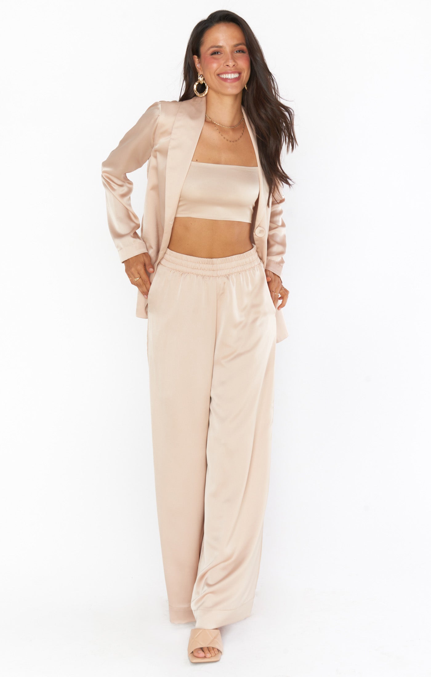 Irwin Pants ~ Champagne Luxe Satin – Show Me Your Mumu display picture 1