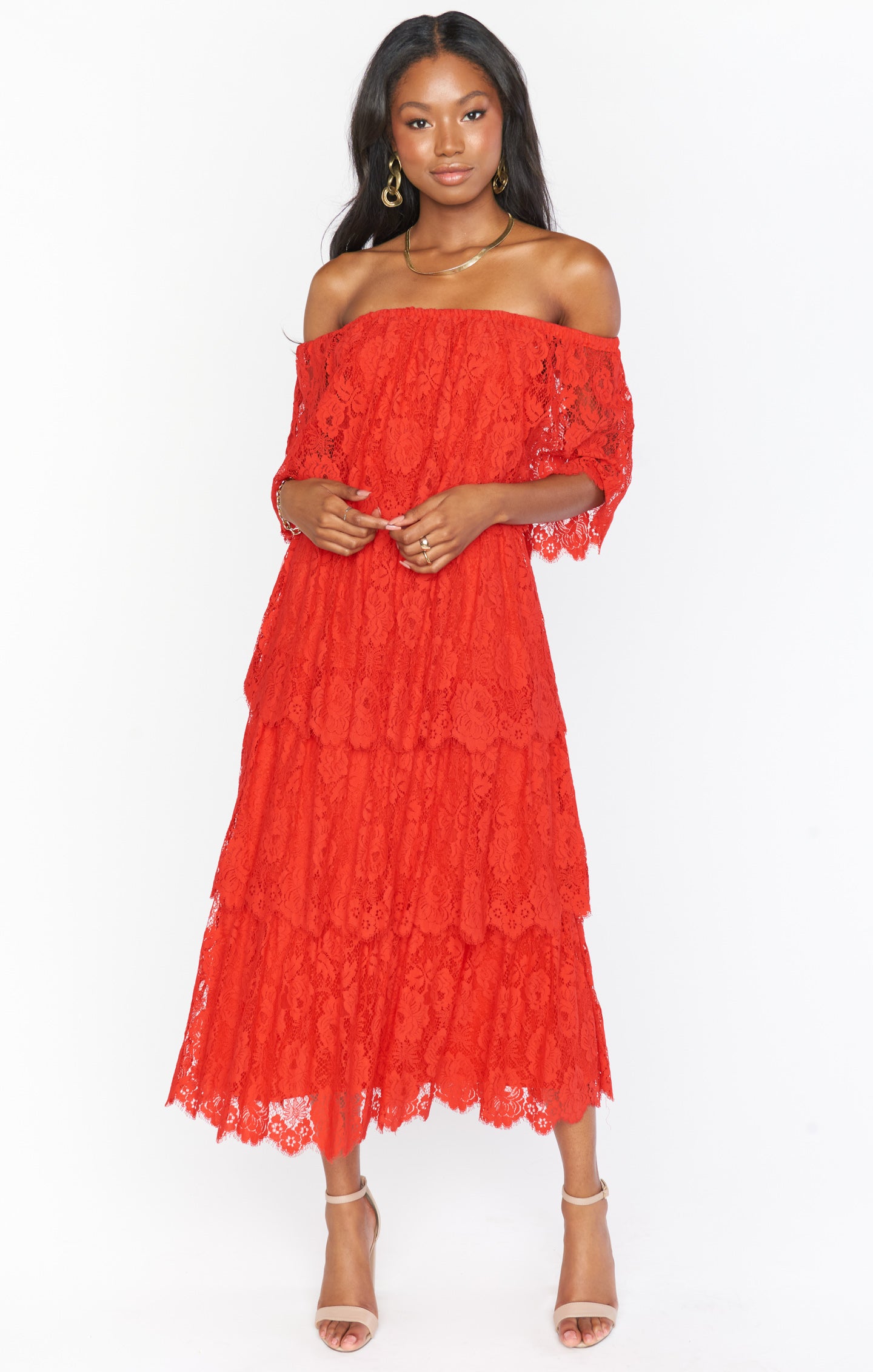 Lana Midi Dress Red Spring Fling Lace Show Me Your Mumu