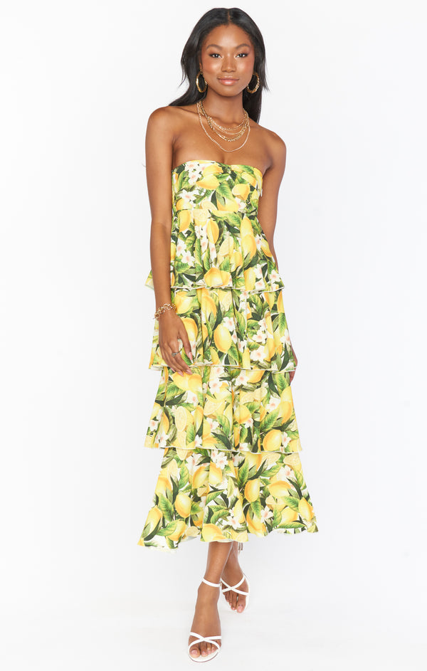 Savannah Ruffle Dress Citrus Stretch – Show Me Your Mumu
