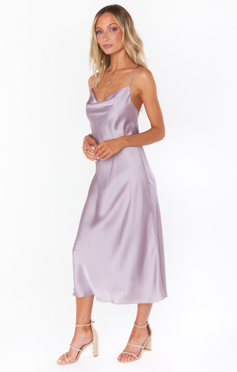 Verona Cowl Dress ~ Dusty Purple Luxe Satin – Show Me Your Mumu