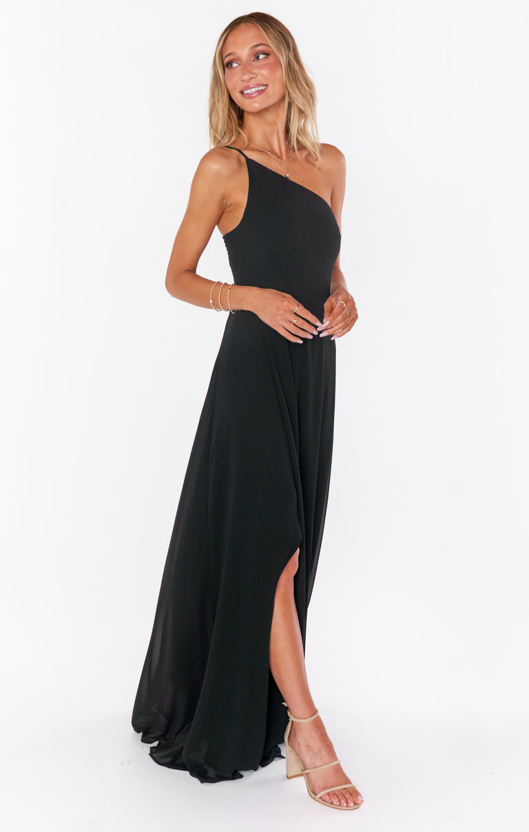 Shannon One Shoulder Dress ~ Black Chiffon Show Me Your Mumu Shannon One Shoulder Dress ~ Black Chiffon Show Me Your Mumu