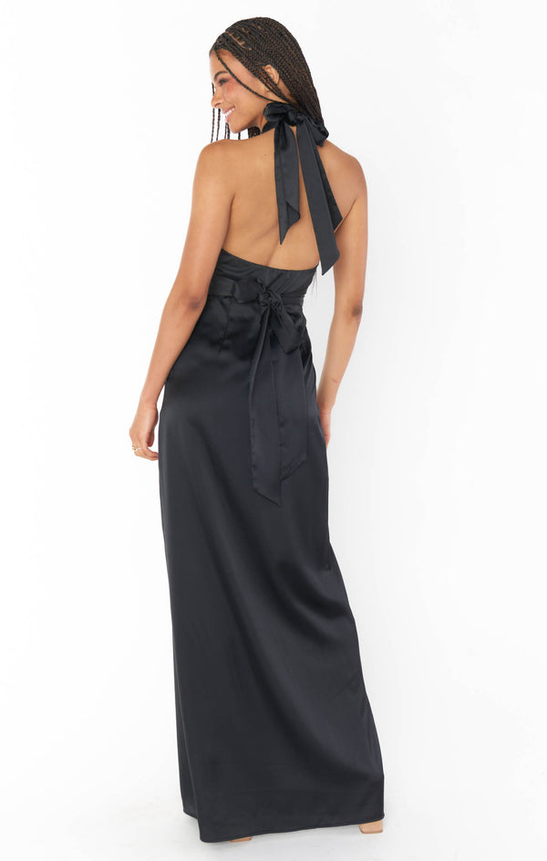 Adele Halter Maxi Dress ~ Black Luxe Satin – Show Me Your Mumu Adele Halter Maxi Dress ~ Black Luxe Satin – Show Me Your Mumu