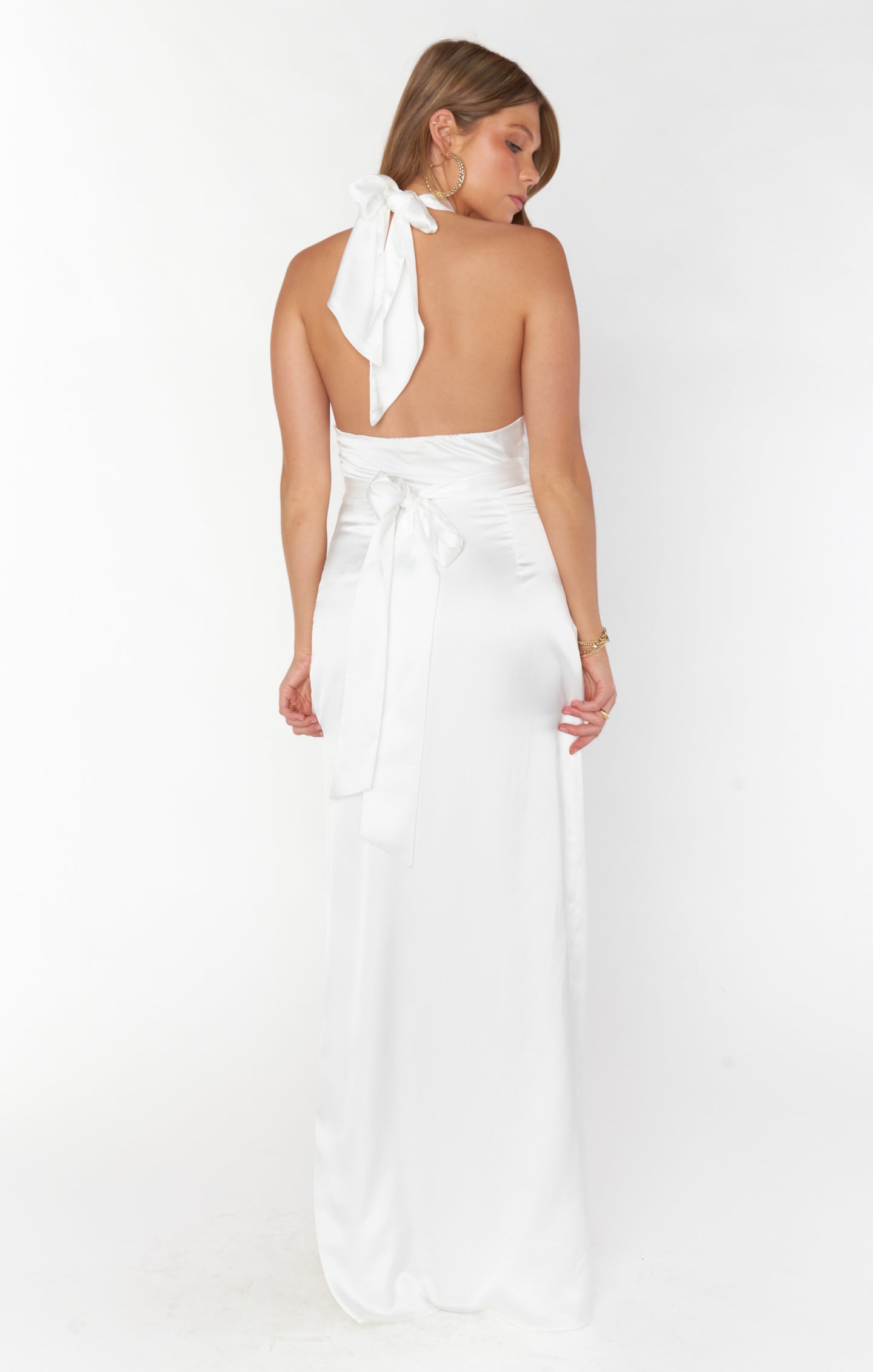 Formal White Halter Neck Dress Adele Halter Maxi Dress, In Ivory Luxe Satin, Size: Large Show Me Your Mumu Bridesmaid Dresses Formal White Halter Neck Dress Adele Halter Maxi Dress, In Ivory Luxe Satin, Size: Large Show Me Your Mumu Bridesmaid Dresses