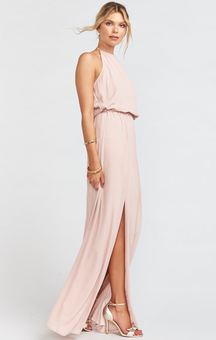 Heather Halter Dress with Long Lining ~ Dusty Blush Crisp – Show Me Your  Mumu