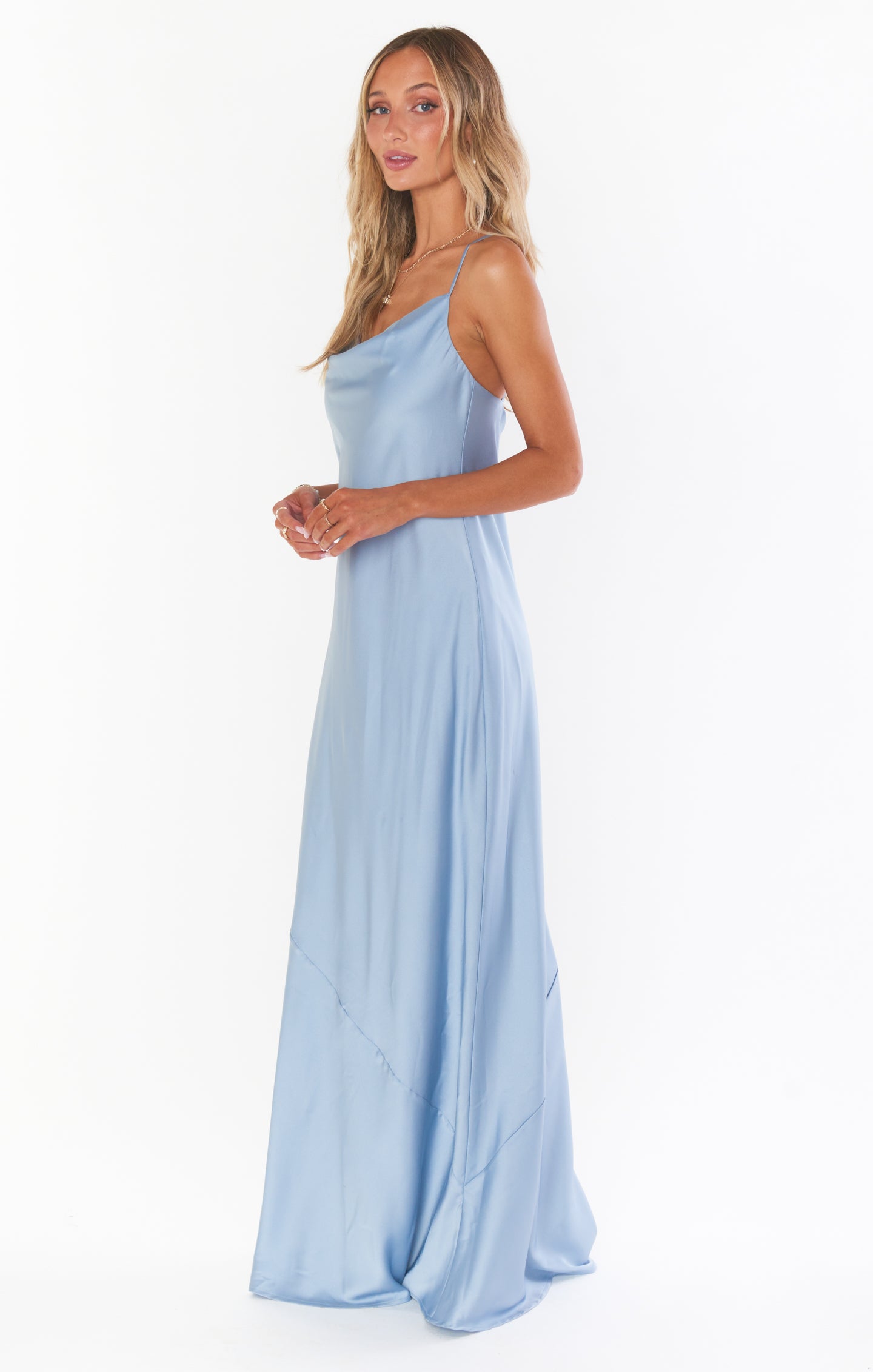 Tuscany Maxi Slip Dress ~ Steel Blue Luxe Satin – Show Me Your Mumu