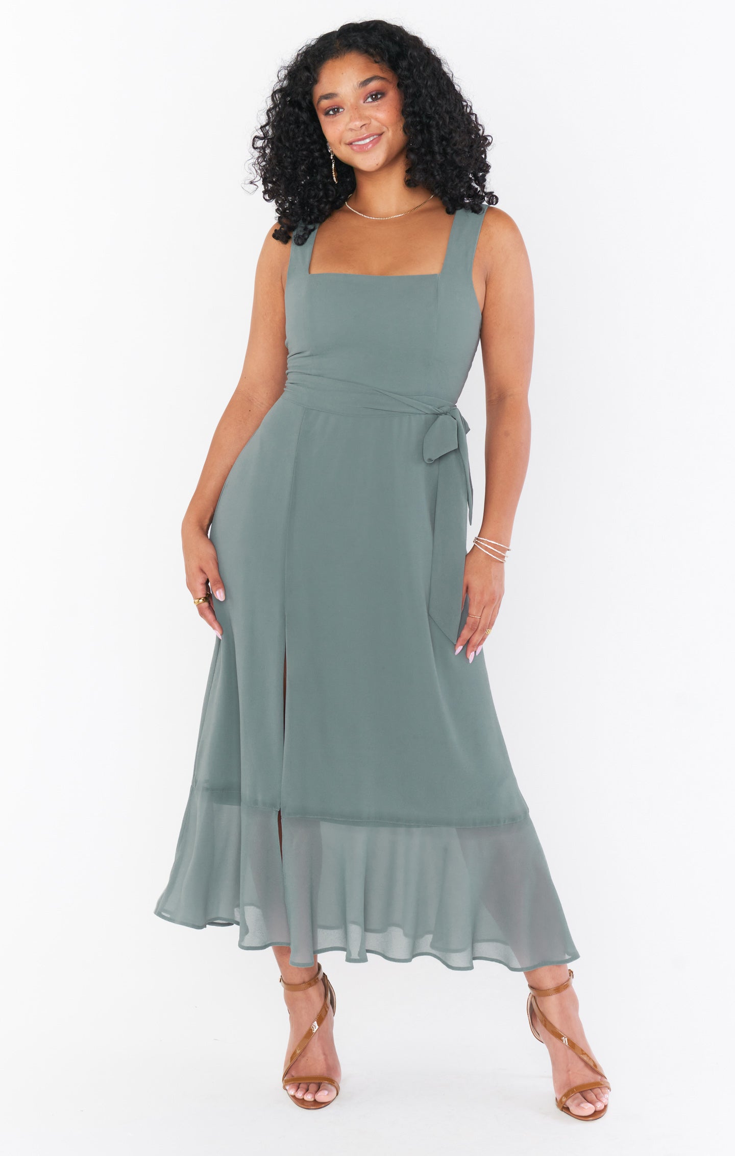 sachin and babi light blue dress Liza Shiny Satin Dress in Neutral Champagne