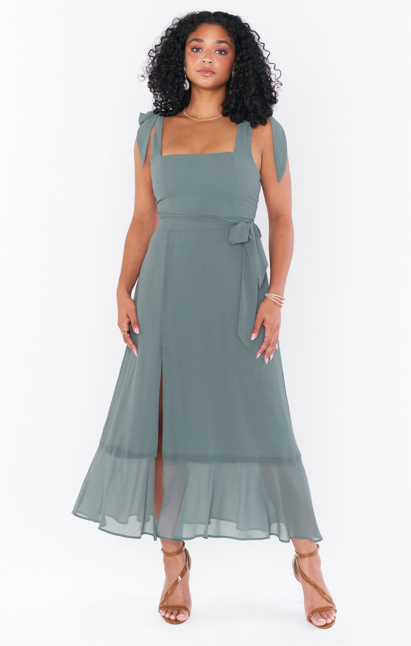 Claire Midi Dress ~ Deep Sage Chiffon – Show Me Your Mumu