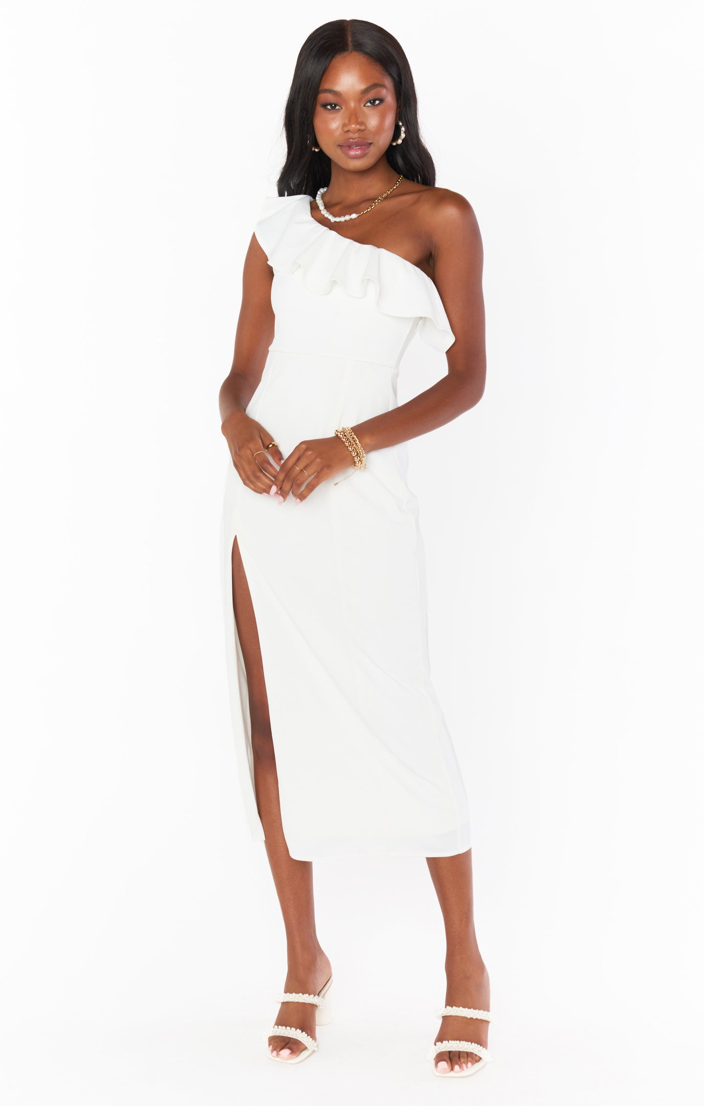 Show Me Your Mumu Florentine Midi Dress in buying White Stretch S