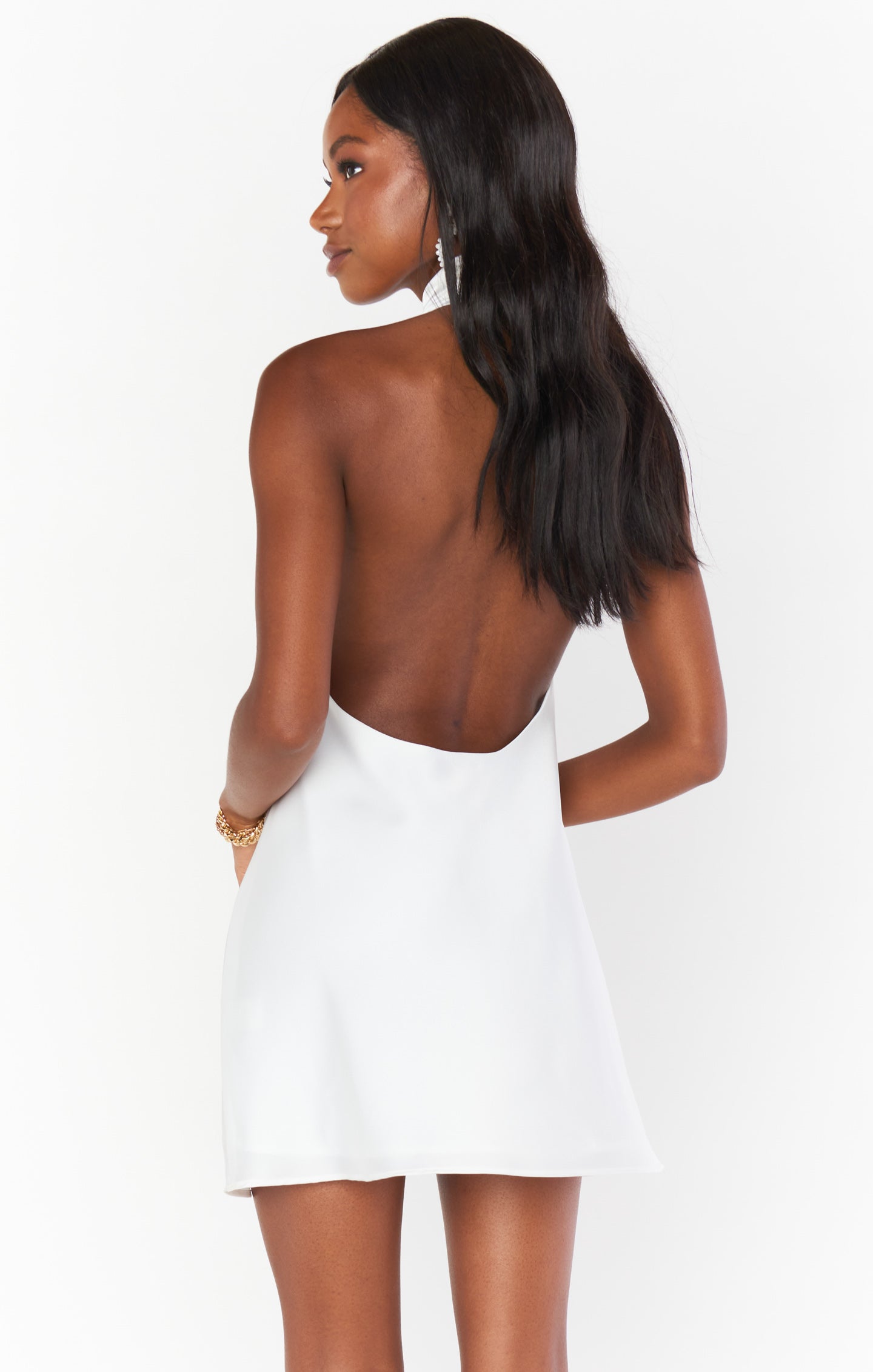 Jasmine Halter Mini Dress ~ Ivory Luxe Satin – Show Me Your Mumu