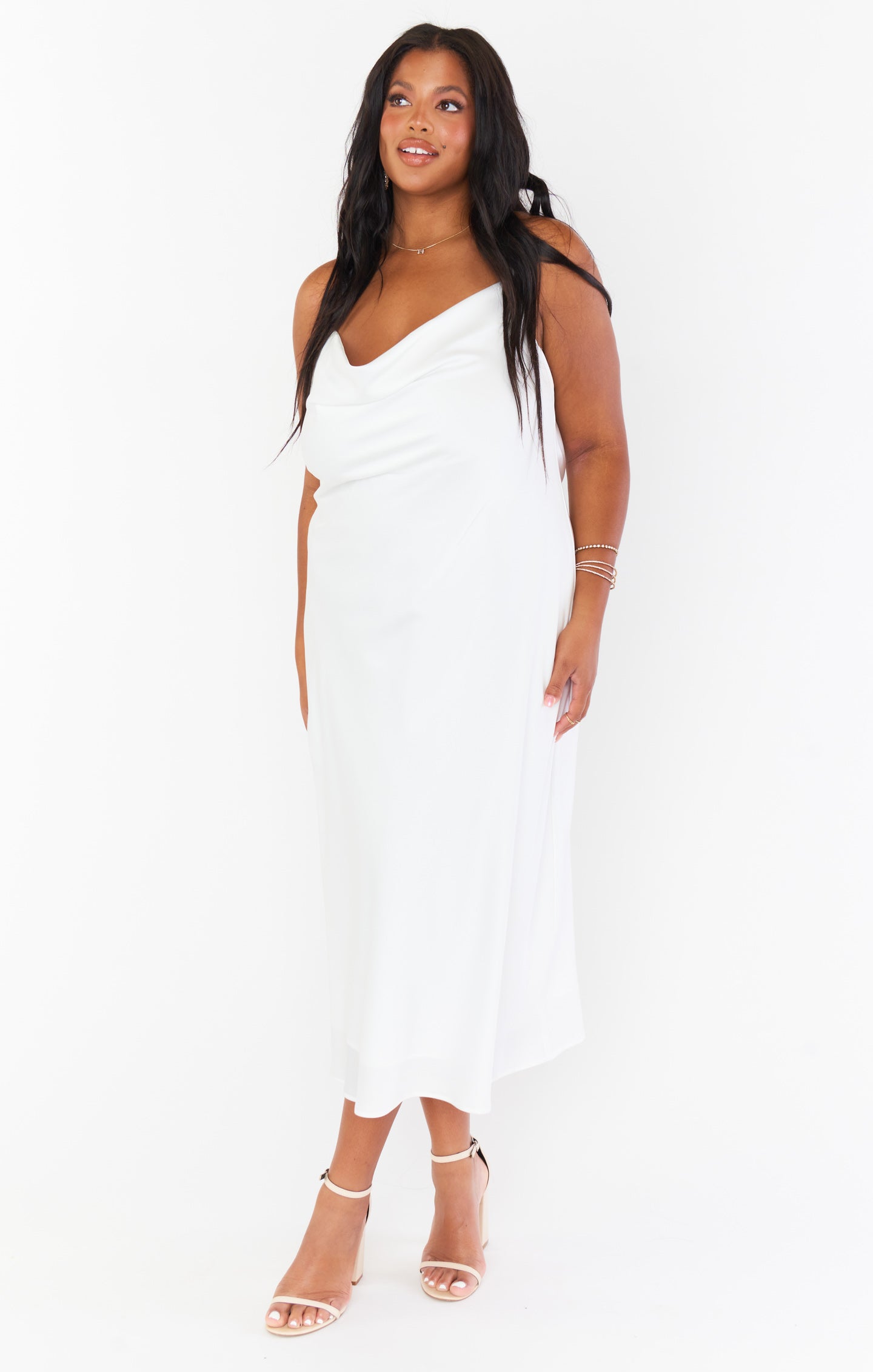 Verona Cowl Dress, in Ivory Luxe Satin | Show Me Your Mumu