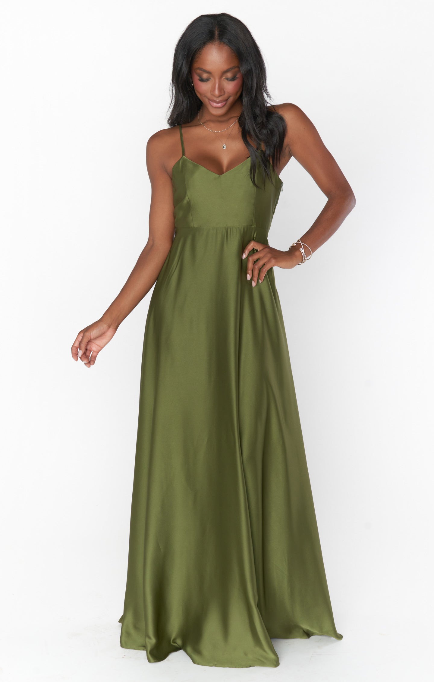 green emerald velvet dress Faith Maxi Dress ~ Rich Olive Luxe Satin – Show Me Your Mumu