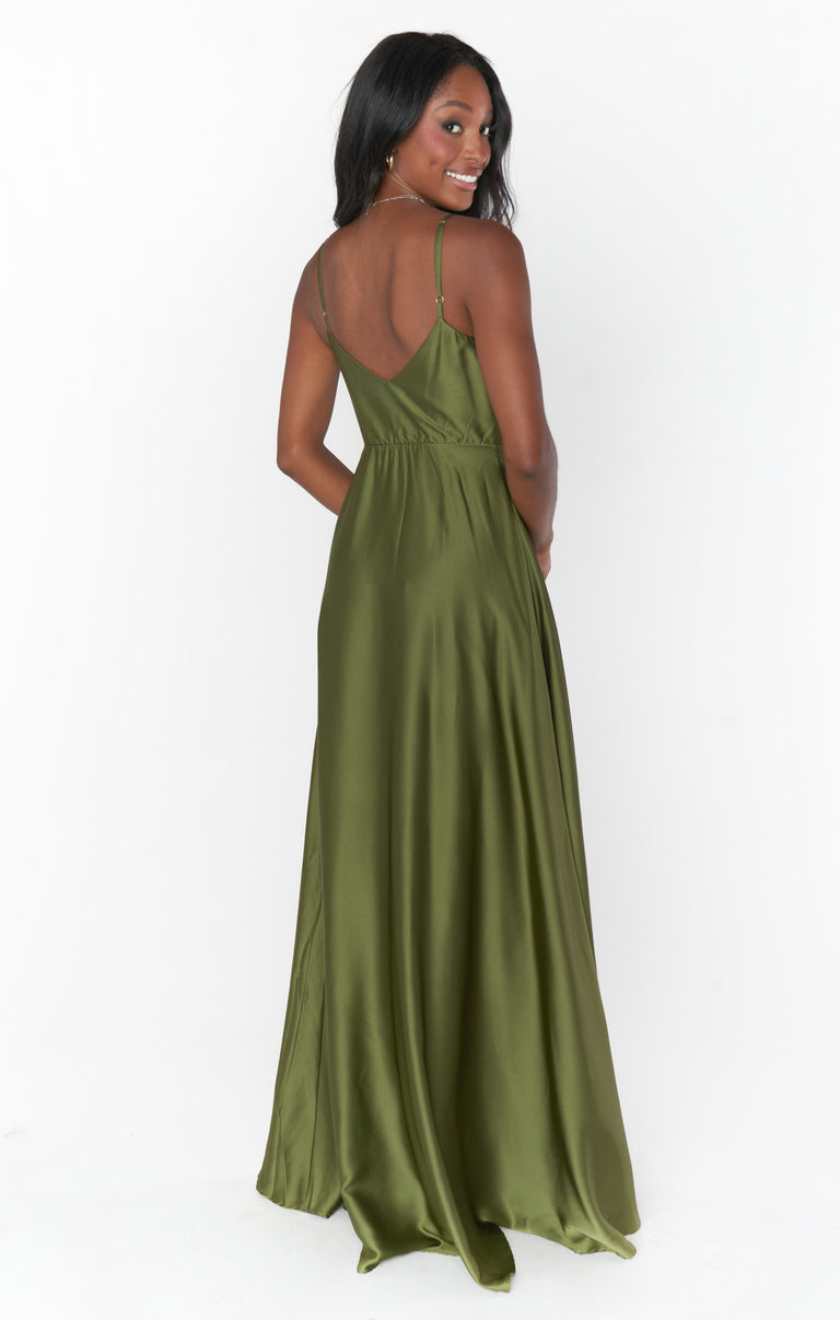 Faith Maxi Dress ~ Rich Olive Luxe Satin Show Me Your Mumu Faith Maxi Dress ~ Rich Olive Luxe Satin Show Me Your Mumu