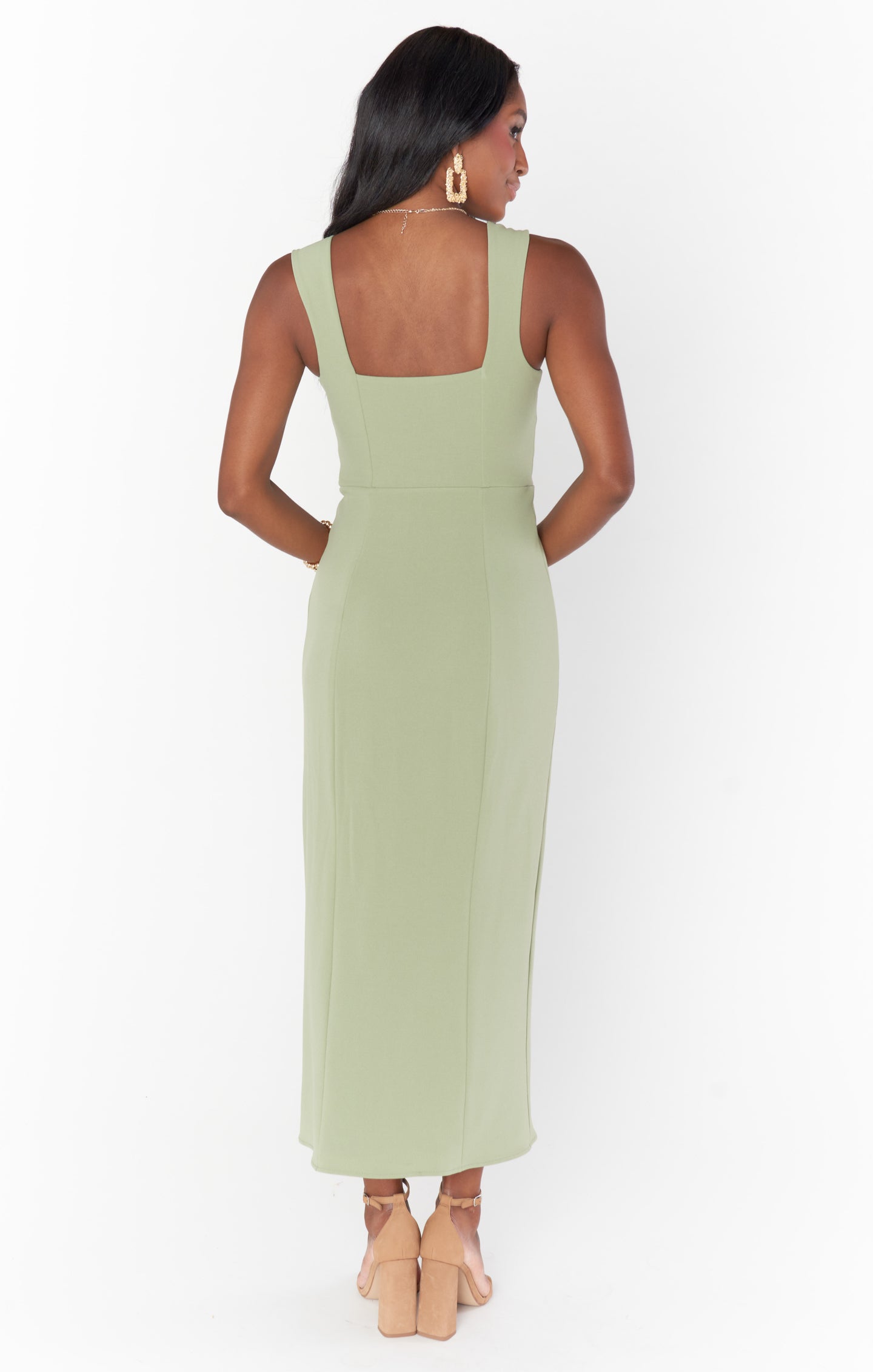 Eden Midi Dress ~ Moss Green Stretch – Show Me Your Mumu
