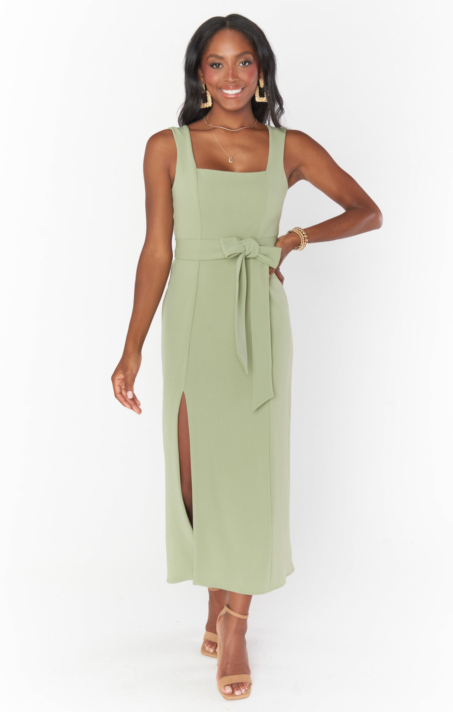 Eden Midi Dress ~ Moss Green Stretch  Show Me Your Mumu