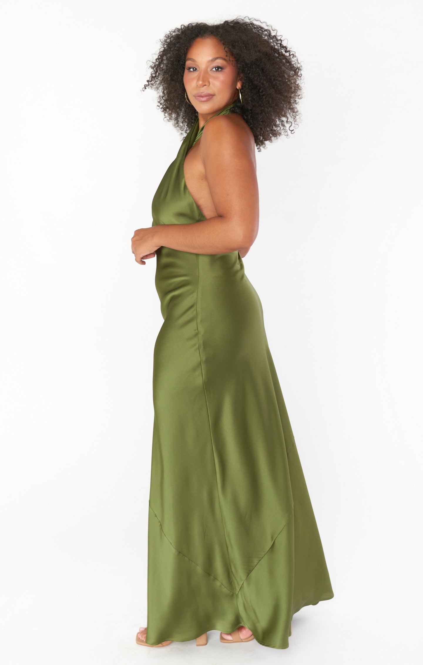 Jasmine Halter Maxi Dress ~ Rich Olive Luxe Satin Show Me Your Mumu Jasmine Halter Maxi Dress ~ Rich Olive Luxe Satin Show Me Your Mumu