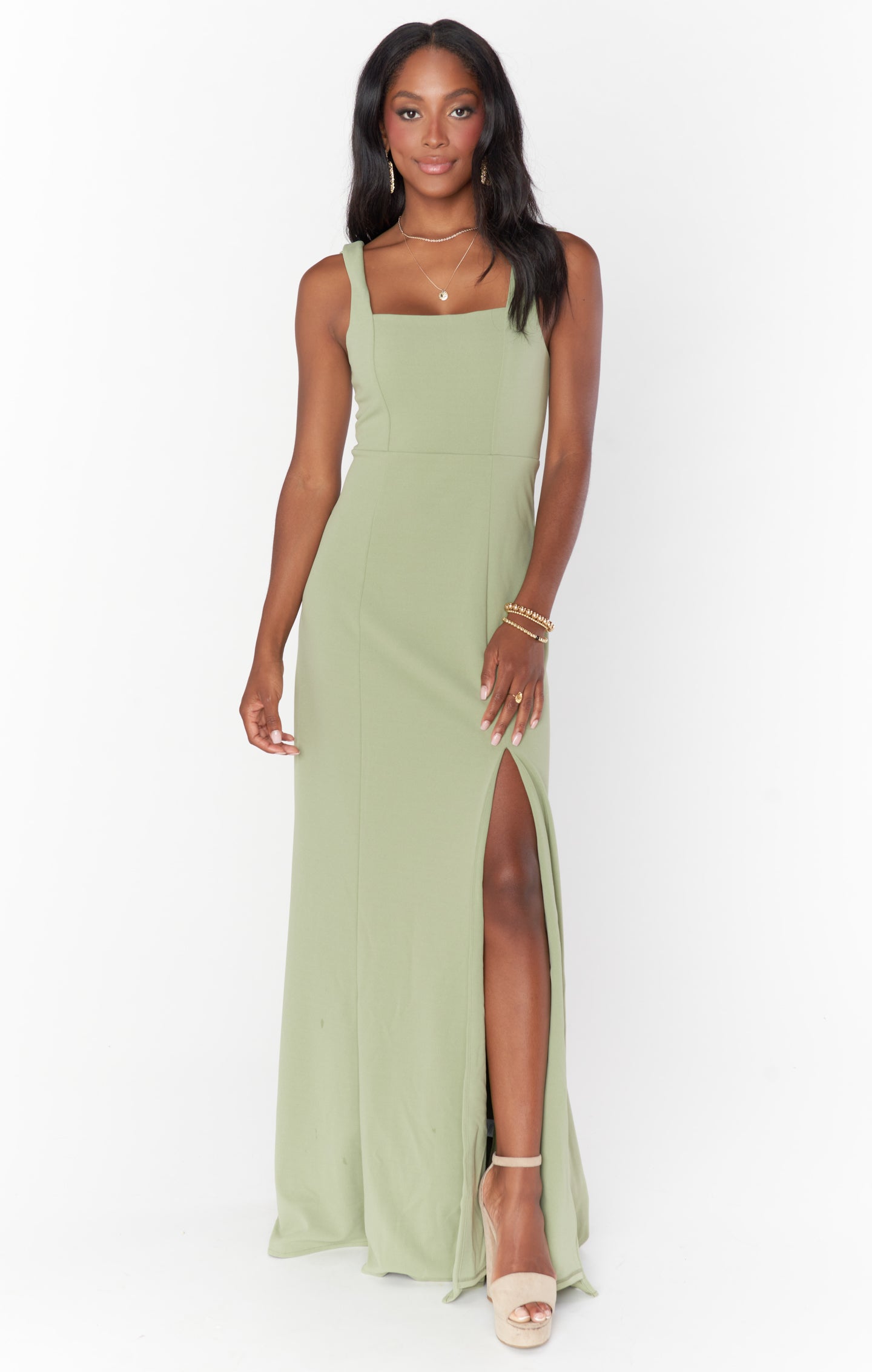 Paris Gown Moss Green Stretch XXS - Main Image