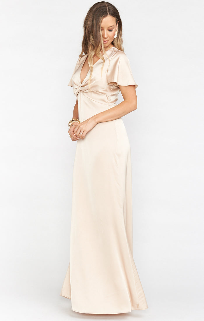 Rome Twist Gown ~ Champagne Luxe Satin S