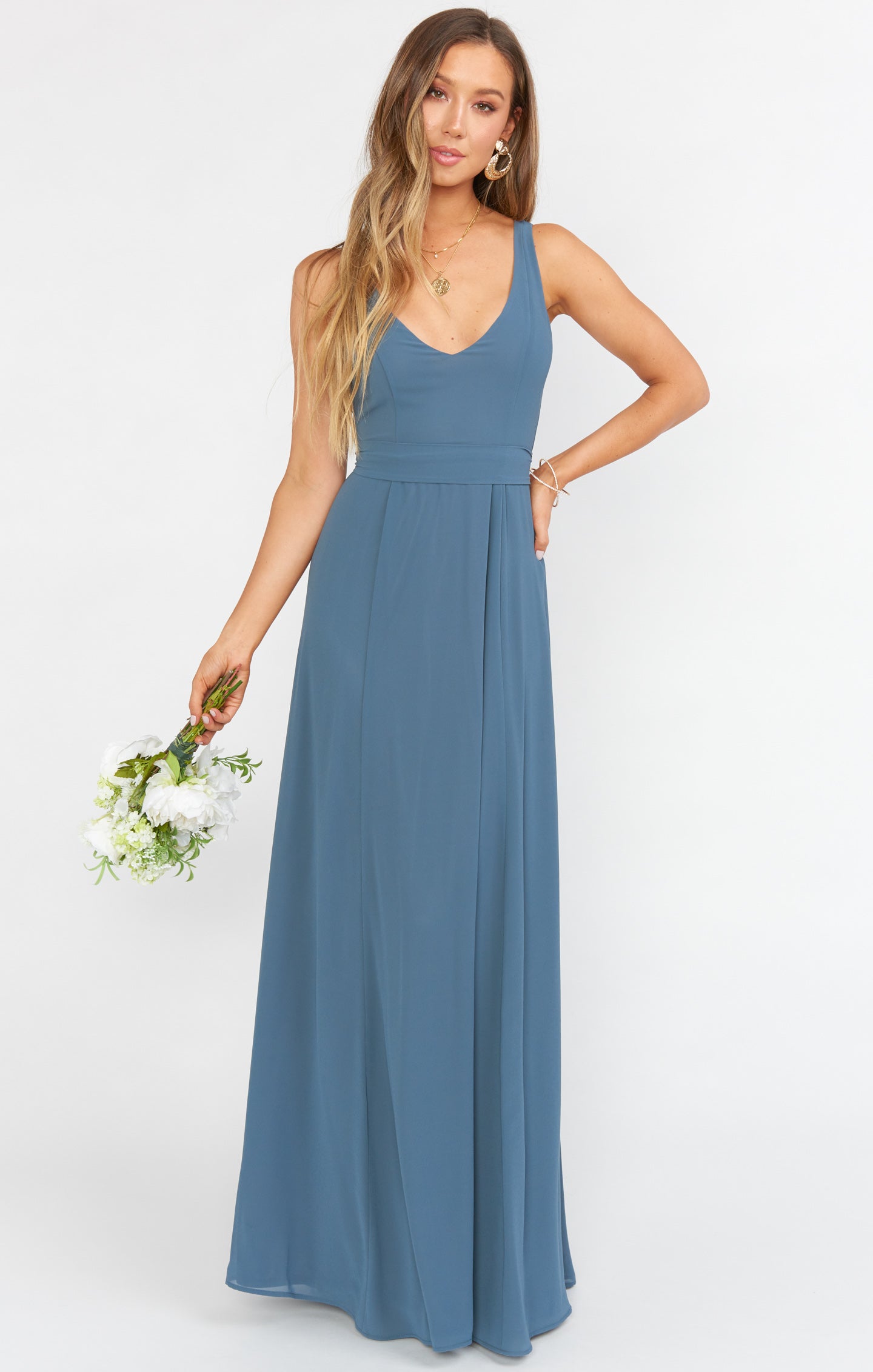 Navy Chiffon Maxi Dress