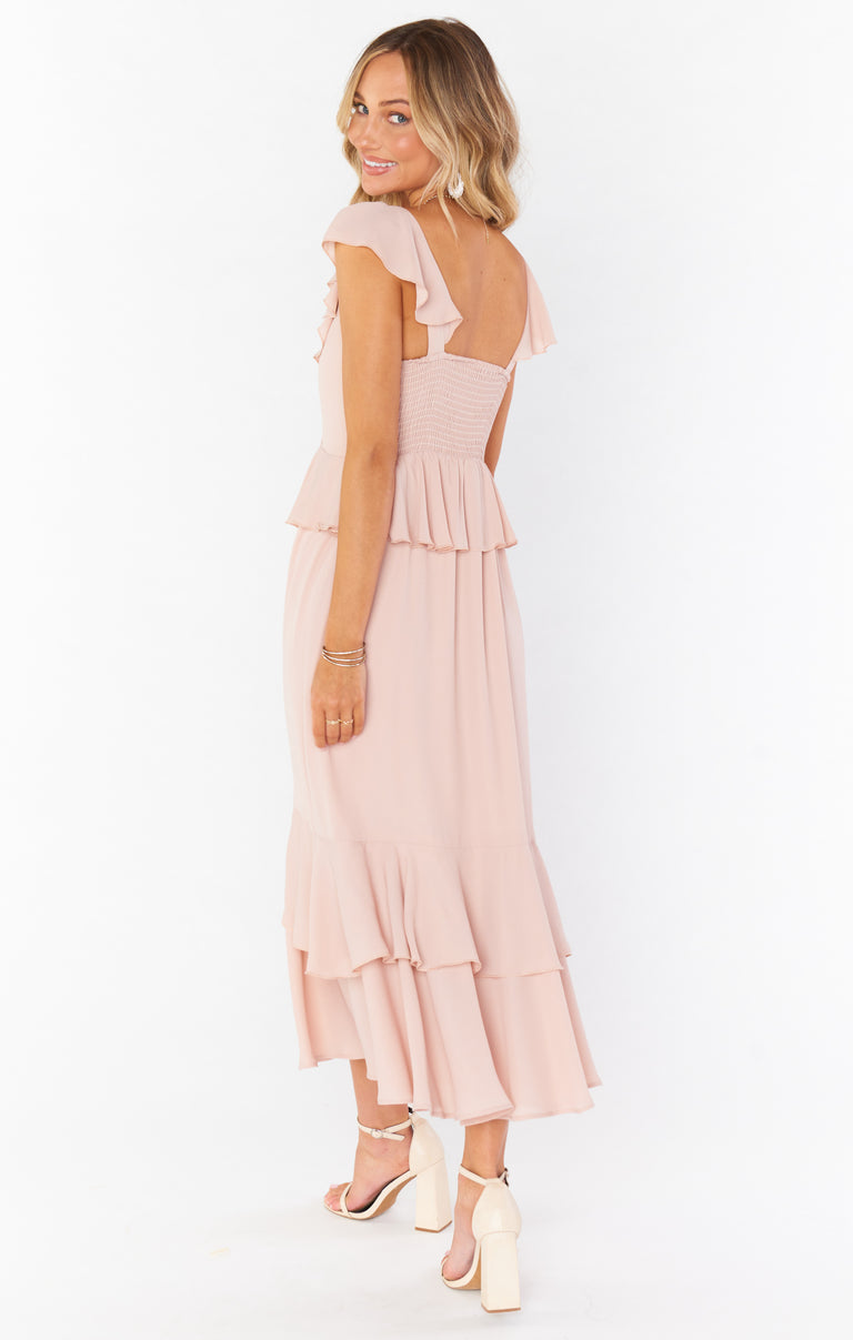 knee length dresses for ladies Reese Ruffle Dress ~ Dusty Blush Crisp – Show Me Your Mumu