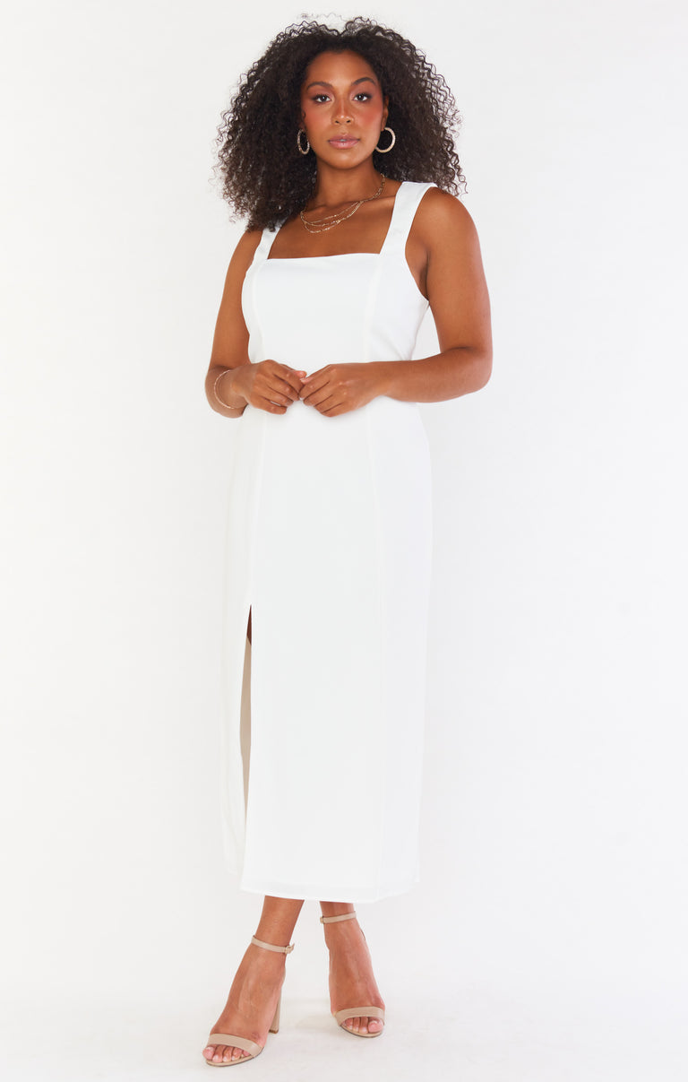 Eden Midi Dress ~ White Stretch L