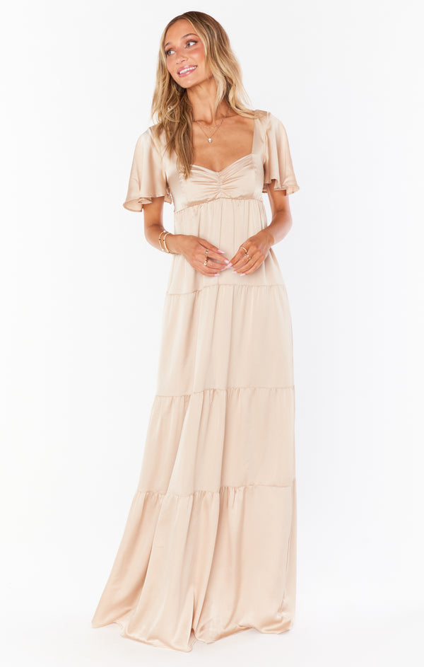 Nicole Maxi Dress ~ Champagne Luxe Satin – Show Me Your Mumu