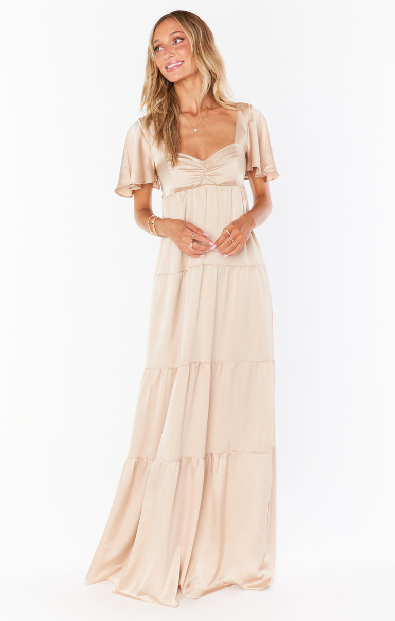 Nicole Maxi Dress, in Champagne Luxe Satin, Size: Xs | Show Me Your Mumu | Bridesmaid Dresses Nicole Maxi Dress, in Champagne Luxe Satin, Size: Xs | Show Me Your Mumu | Bridesmaid Dresses