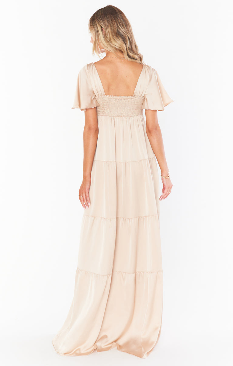 Nicole Maxi Dress, in Champagne Luxe Satin, Size: Xs | Show Me Your Mumu