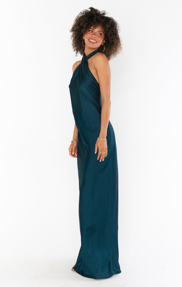 Jasmine Halter Maxi Dress ~ Deep Emerald Luxe Satin – Show Me Your Mumu Jasmine Halter Maxi Dress ~ Deep Emerald Luxe Satin – Show Me Your Mumu