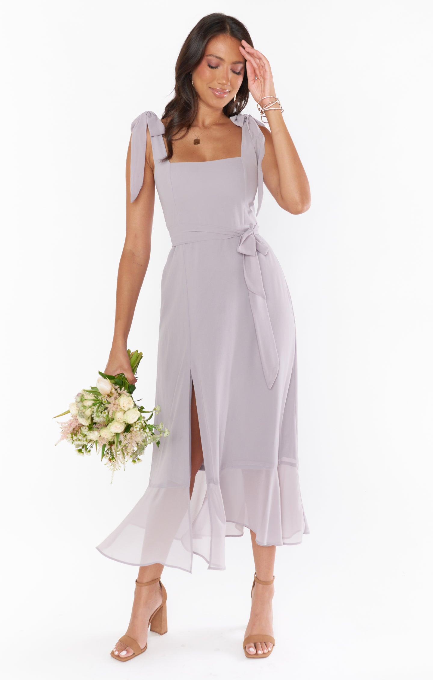 Claire Midi Dress ~ Dove Grey Chiffon – Show Me Your Mumu