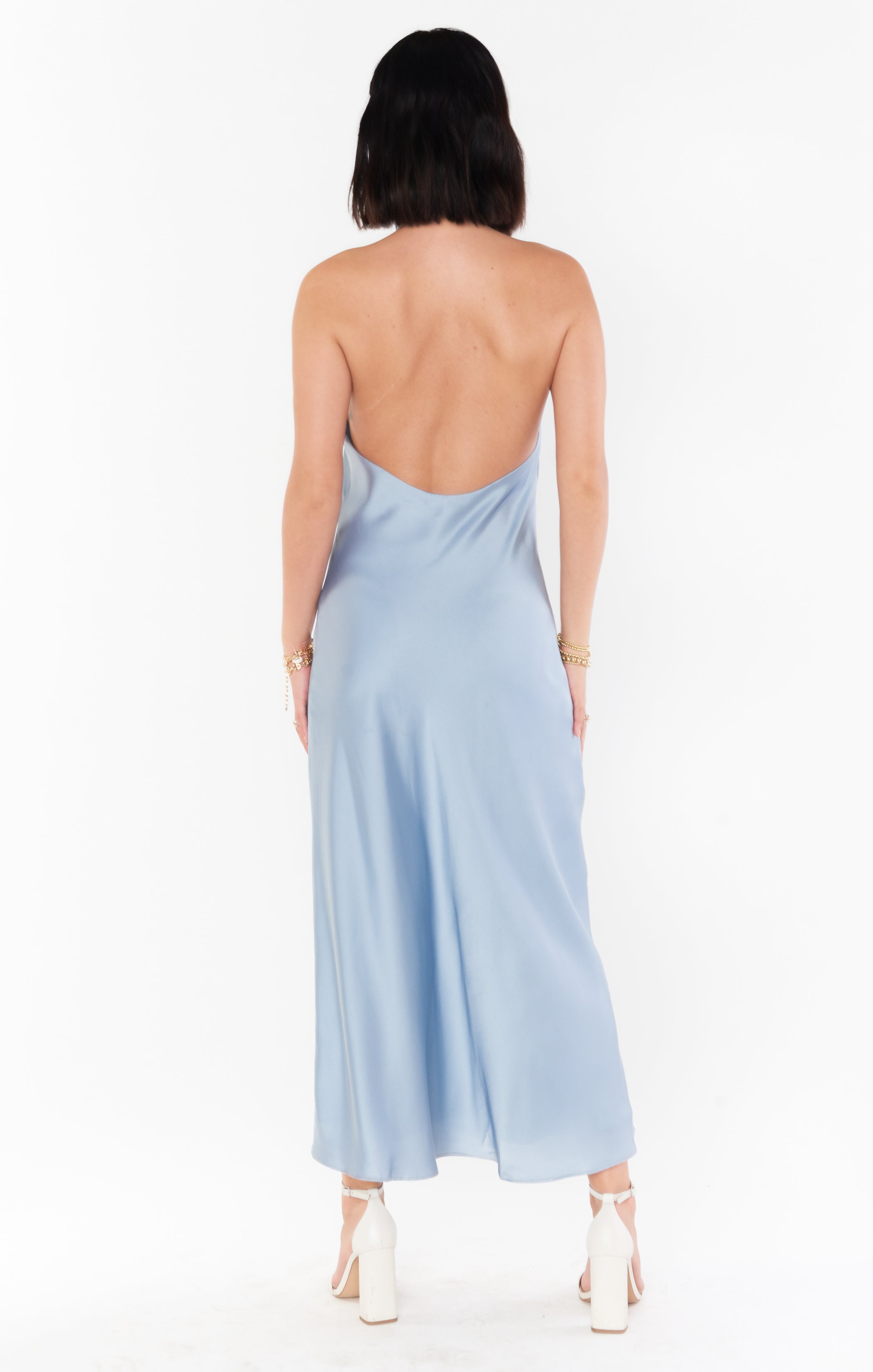 Jasmine Halter Midi Dress ~ Steel Blue Luxe Satin Show Me Your Mumu Jasmine Halter Midi Dress ~ Steel Blue Luxe Satin Show Me Your Mumu