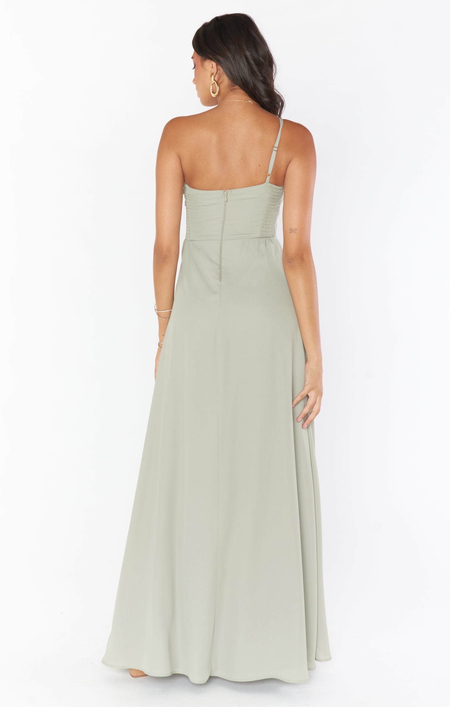 Shannon One Shoulder Dress ~ Moss Green Crisp – Show Me Your Mumu