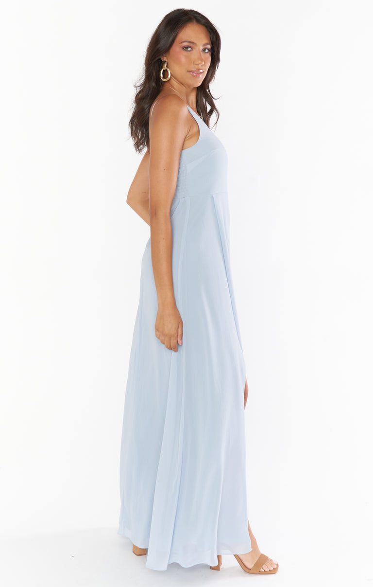 Shannon One Shoulder Dress ~ Steel Blue Chiffon Show Me Your Mumu Shannon One Shoulder Dress ~ Steel Blue Chiffon Show Me Your Mumu