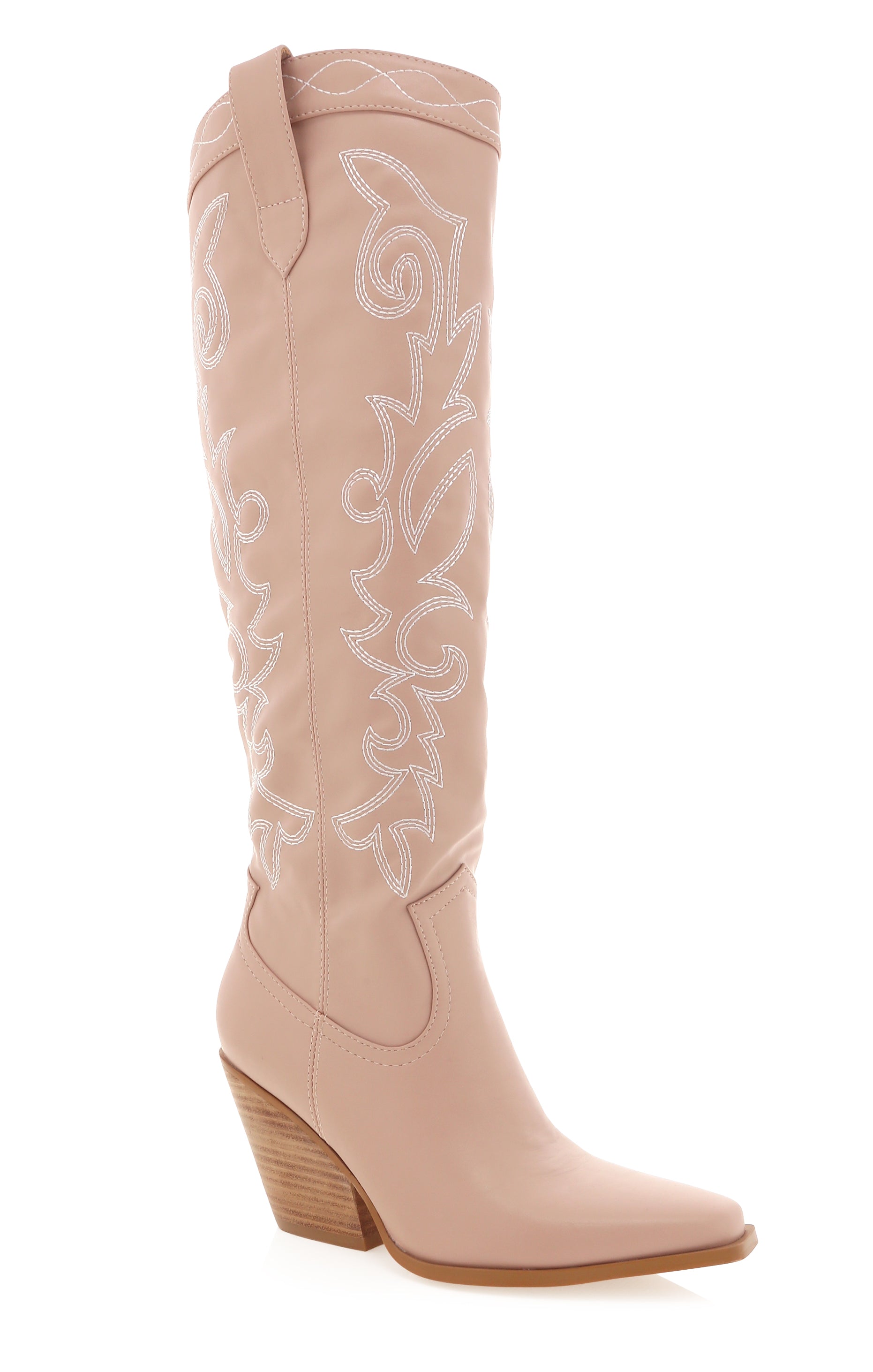 T O Stanley Boots: Pin Ostrich Boots -Regal Almond