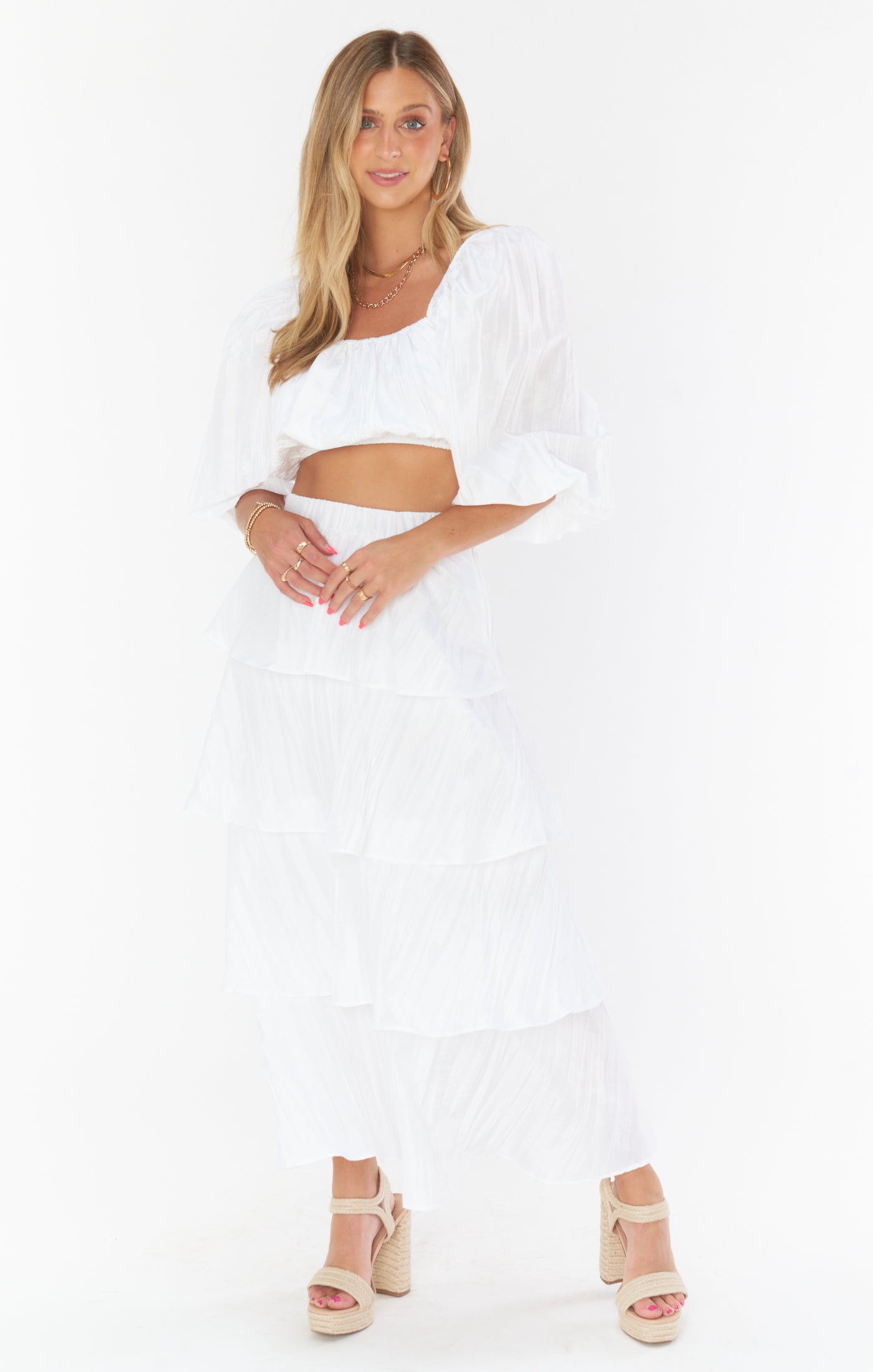 Plus size white crinkle skirt sales
